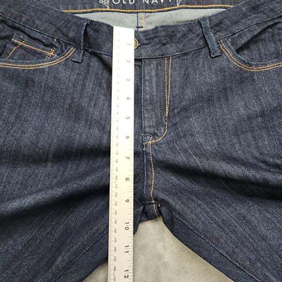 Old Navy Jeans Womens 12 Blue Dark Wash Mid Rise Flare Leg Stretch Flap Pockets - Picture 10 of 13